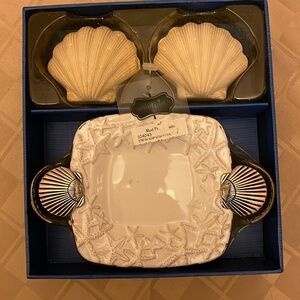 NWT Mud Pie Starfish Soap Dish with Shell shaped soap